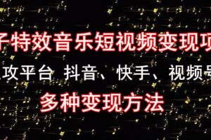 《粒子特效音樂短視頻變現項目》主攻平臺 抖音、快手、視頻號 多種變現方法