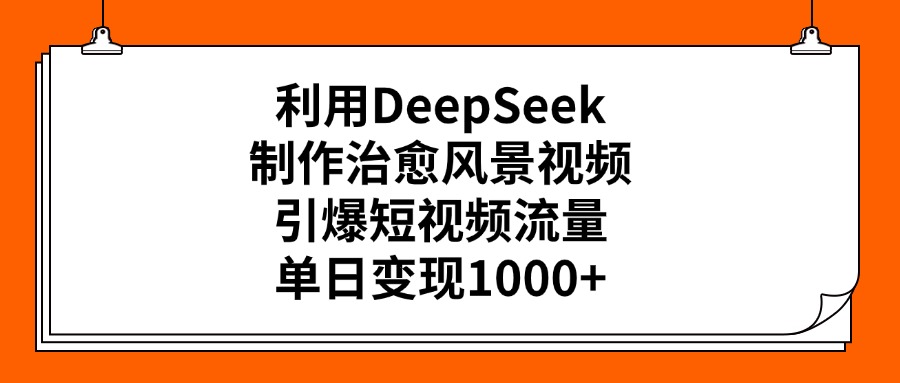 利用DeepSeek，制作治愈風景視頻，引爆短視頻流量，單日變現(xiàn)1000+