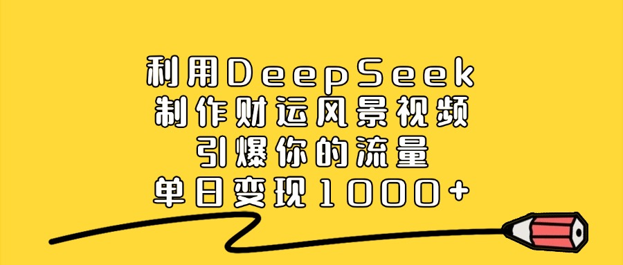 利用DeepSeek制作，財運風景視頻，引爆你的流量，單日變現1000+