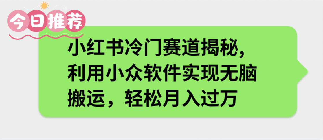 小紅書冷門賽道揭秘,利用小眾軟件實現無腦搬運，輕松月入過萬